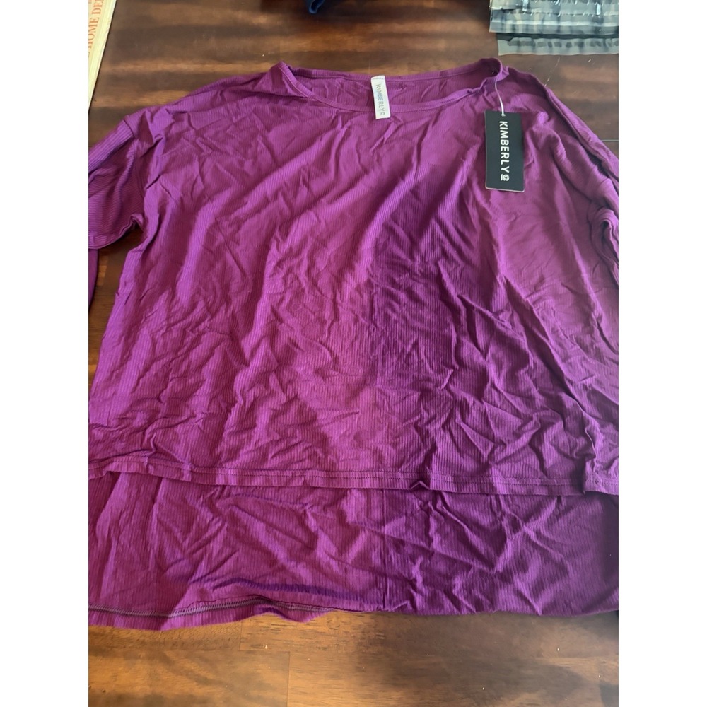 Kimberly C Womens M Plum 2 Piece Ribbed Top Pants Lounge Set NWT VPS-7500-PLUM